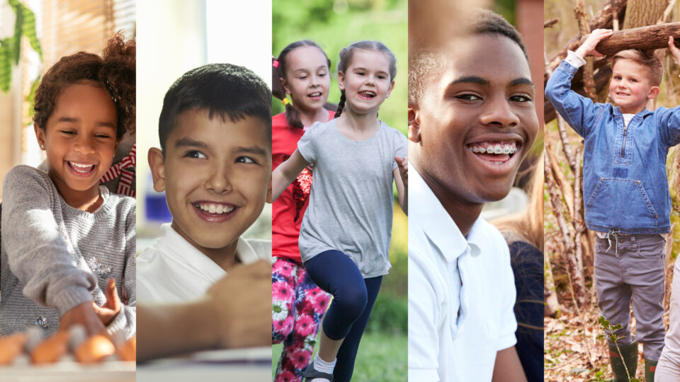 A montage of different children who have been helped by BBC Children in Need smiling