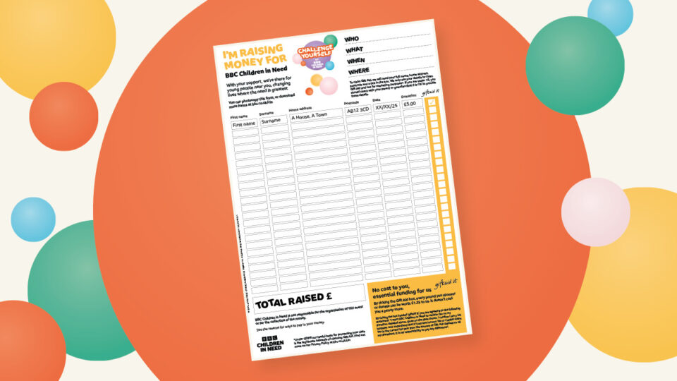 A sponsorship form with a table to input sponsors details and the total money raised for the sponsorship activity