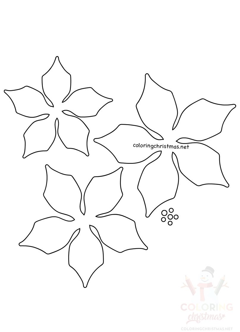 Easy Paper Poinsettia Flowers template Coloring Christmas