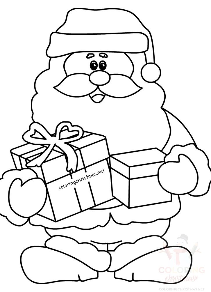 santa claus gift boxes happy coloring christmas related